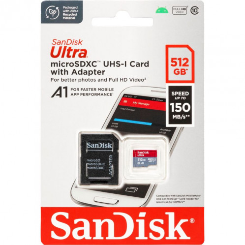 SanDisk Ultra microSDXC A1 512GB 150MB/s Adapt.SDSQUAC-512G-GN6MA 753034-01