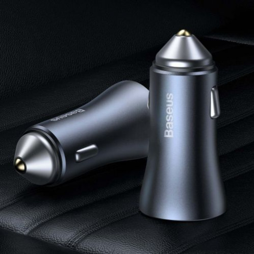 Baseus Car Charger Golden Contactor Pro Dual Quick Charger U+C, PD 3.0, QC 4+, SCP FCP AFC (with USB Type C 1m cable) Gray (TZCCJD-0G) DA768136-016