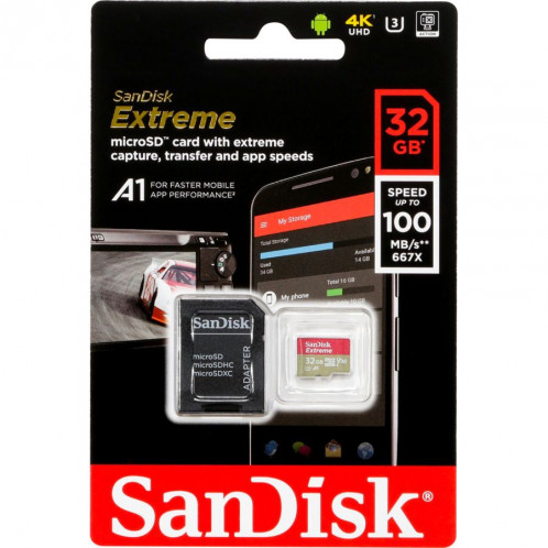 SanDisk microSDHC V30 A1 32GB Extreme 100MB SDSQXAF-032G-GN6MA 722157-01