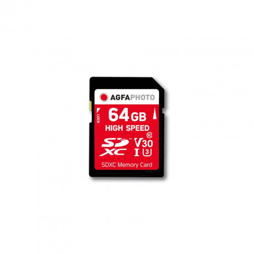 AgfaPhoto SDXC carte 64GB High Speed Class 10 UHS I U1 V30 649551-03