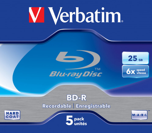 1x5 Verbatim BD-R Blu-Ray 25GB 6x Speed Jewel box 374773-05