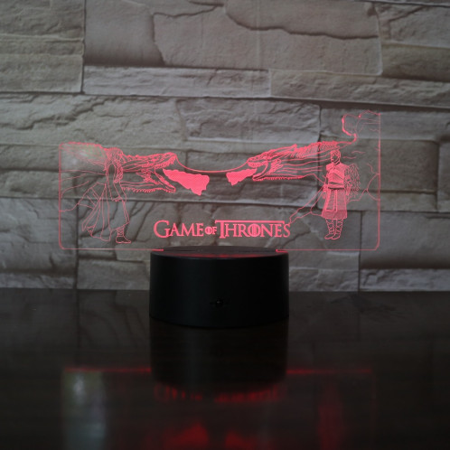 Creative Lampe LED 3D 2 modes d'éclairage, 7 couleurs, alimentation via USB ou piles AA Design GOT Game of Thrones LEDASMAGOT01-01