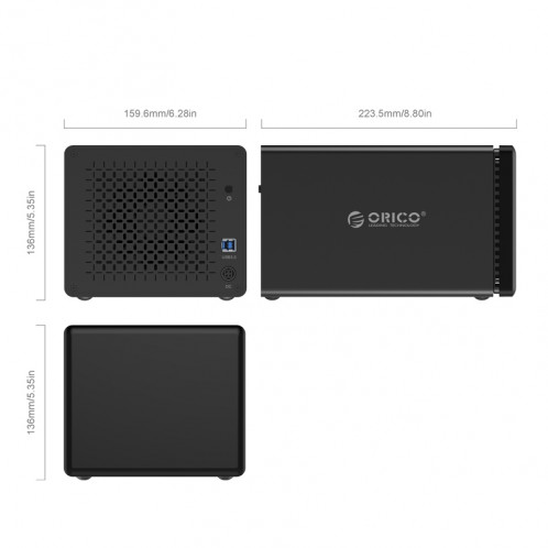 ORICO NS500-RU3 5 baies USB 3.0 Type-B vers SATA Boîtier de disque dur externe Boîtier disque dur avec RAID pour disque dur SATA 3,5 pouces, protocole UASP de support SO59021141-05