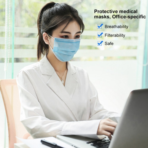 50 pcs Masque chirurgical 3 couches Protection Respirant Antiviral Docteur Infirmière Masque Médical SHU472658-01