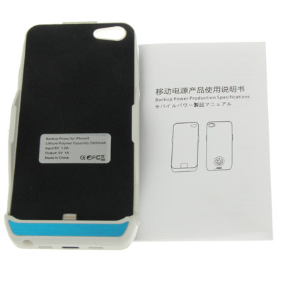 Coque batterie externe de 2800mAh pour iPhone 5 Blanc CBE2800IP01-00