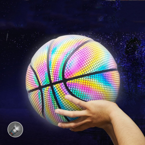Ballon de basket-ball réfléchissant holographique numéro 7 MILACHIC visible la nuit Rainbow Star Basketball (Neon Square 6725) SH701E952-01