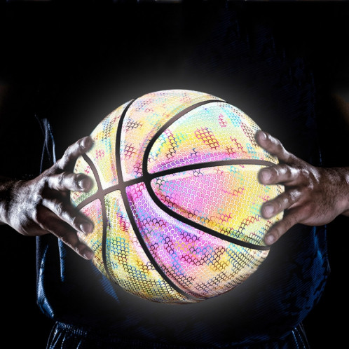 Ballon de basket-ball réfléchissant holographique numéro 7 MILACHIC visible la nuit Rainbow Star Basketball (Neon Square 6725) SH701E952-01