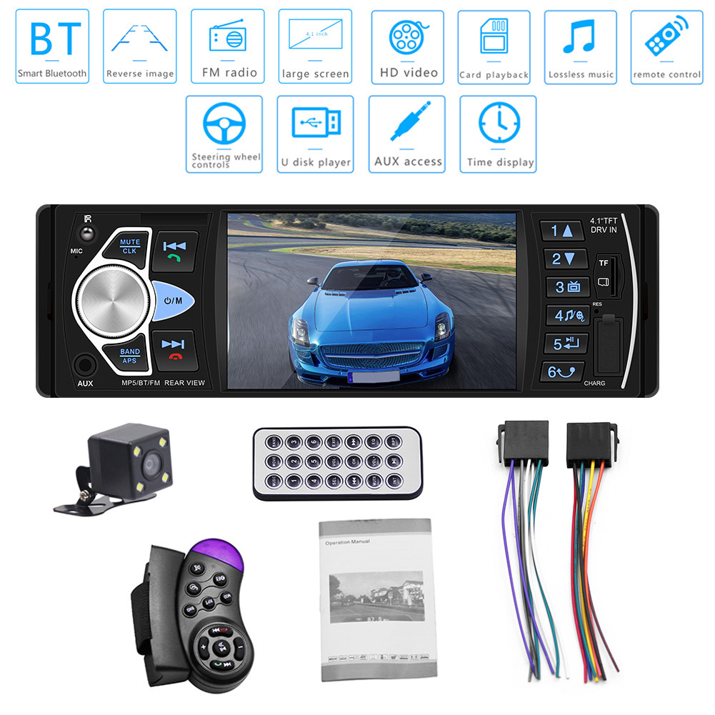 4 1 Pouces Voiture Hd Mp5 Bluetooth Mains Libres Vehicule Carte
