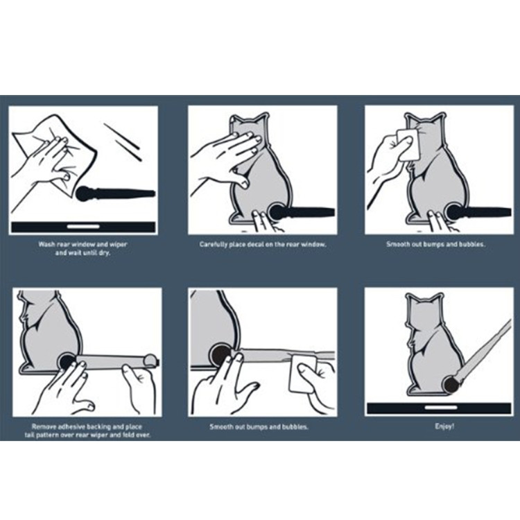 Vehicule Voiture Arriere Pare Brise Essuie Glace Reflechissant Auto Adhesif Sourire Chat Demenagement Queue Vinyle Autocollant Autocollant