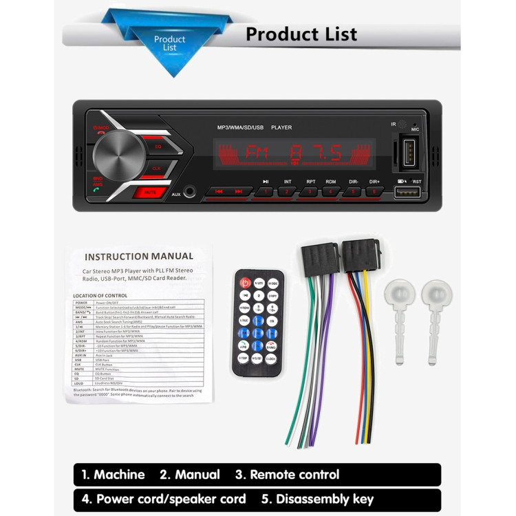 Lecteur MP3 de récepteur d'autoradio SWM503 avec prise en