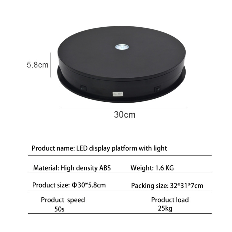 PULUZ 30cm 15cm USB électrique rotatif 360 degrés support de support d'affichage accessoires de prise de vue vidéo plateau tournant de photographie  44