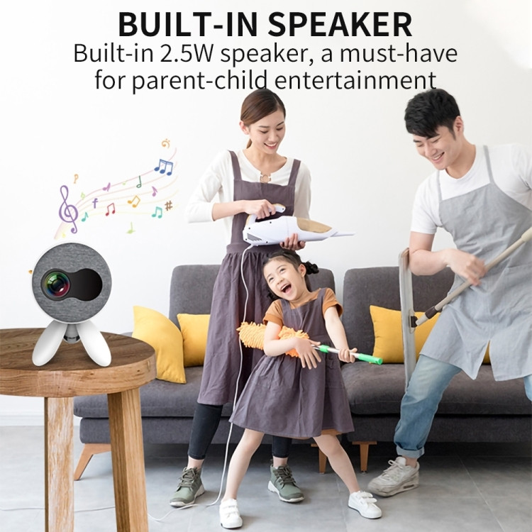YG220 Same Screen Version Children Projector Mini LED Portable Home Speaker Projector, Plug Type:EU Plug(White)