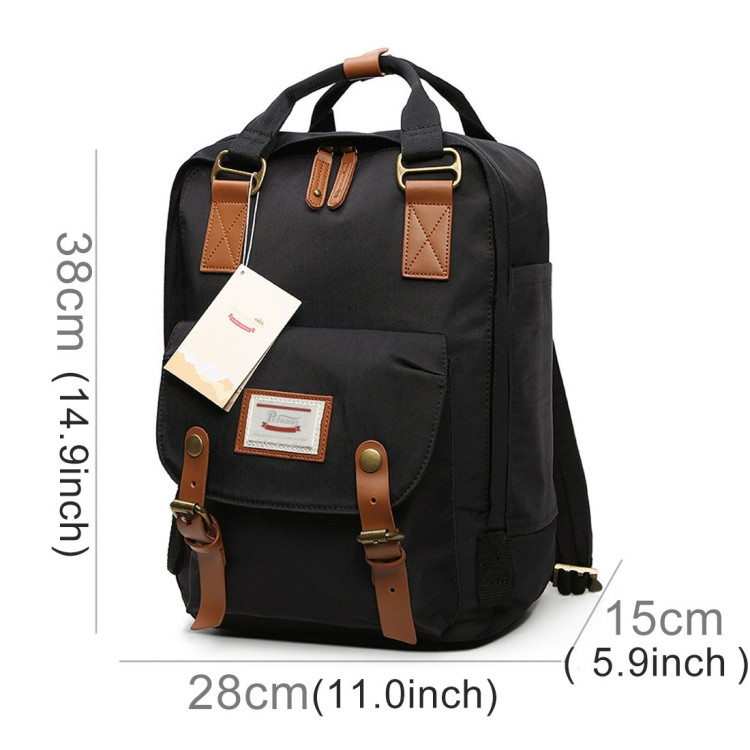 Mode sac a dos de voyage decontracte pour ordinateur portable sac etudiant avec poignee taille 38 28 15cm noir