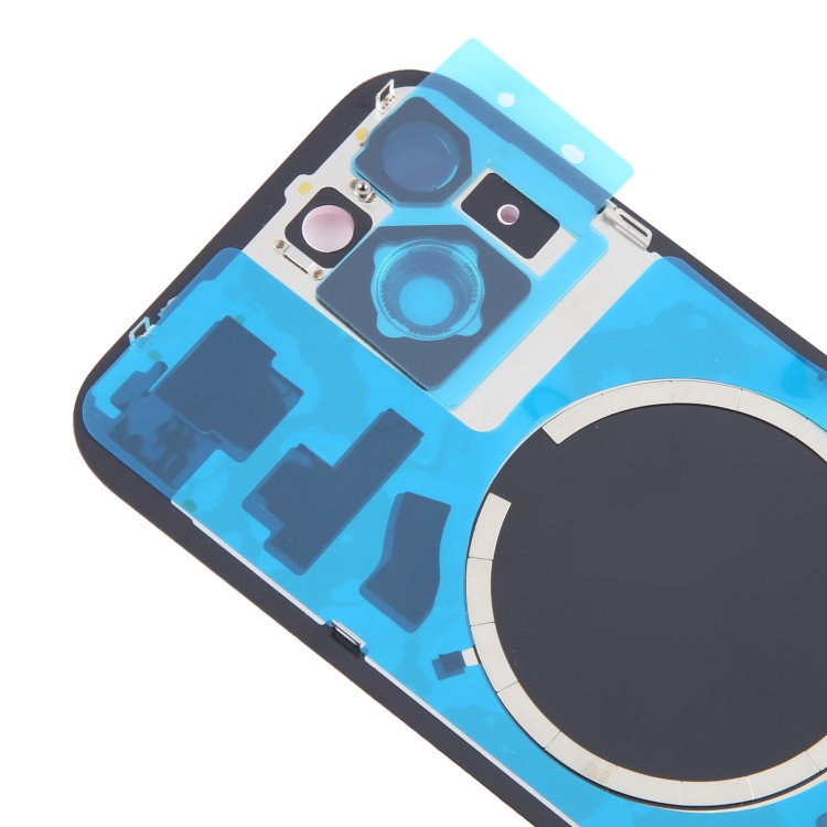 Coque Arrière IPhone 15 Prémontée - Avec Câble QI/NFC, Aimant, Anneaux Caméra | Verre Trempé, Remplacement OEM - 11