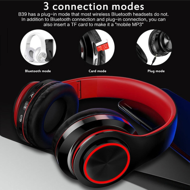 Nia X3 Casques Sans Fil Stéréo Bluetooth Casque Pliable Sport (Rouge