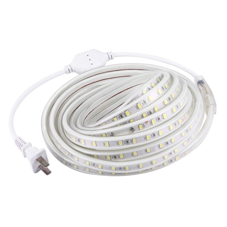 Bande lumineuse de 5m LED de boîtier, 72 LED / m, 360 LED SMD 5730 IP65  Lampe LED étanche avec prise de courant, AC 220V (lumière blanche)