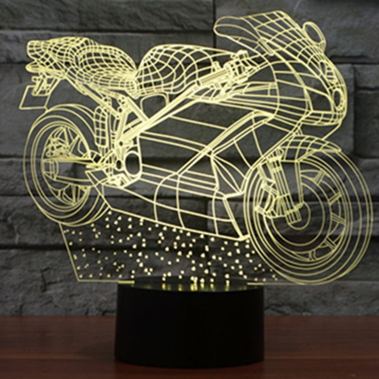 3D Moto LED Lampe Art Déco Lampe LED 3D Lampe Contrôle à Distance 7/16 Couleurs Change Veilleuse USB Powered Enfants Cadeau Anniversaire Noël Cadeau