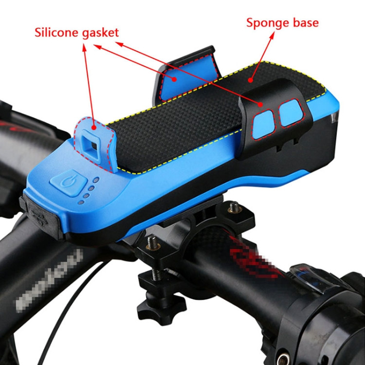 Kit 4-en-1 Pour Vélo : Support Téléphone + Lampe LED + Power Bank + Klaxon USB