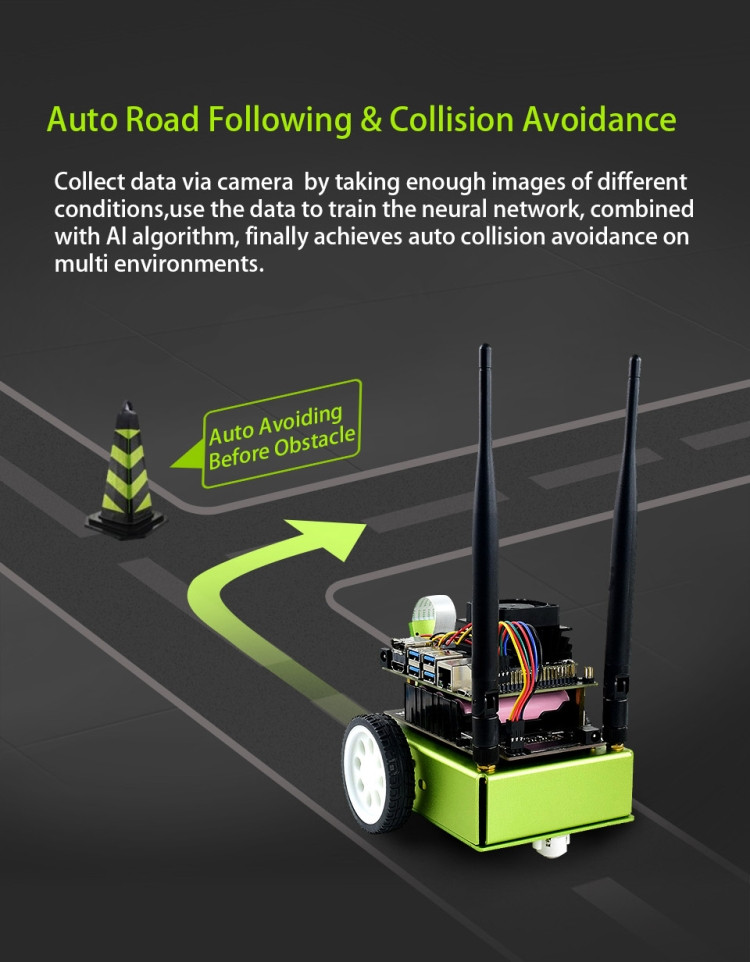 Kit AI JetBot Waveshare, Robot AI basé sur Jetson Nano