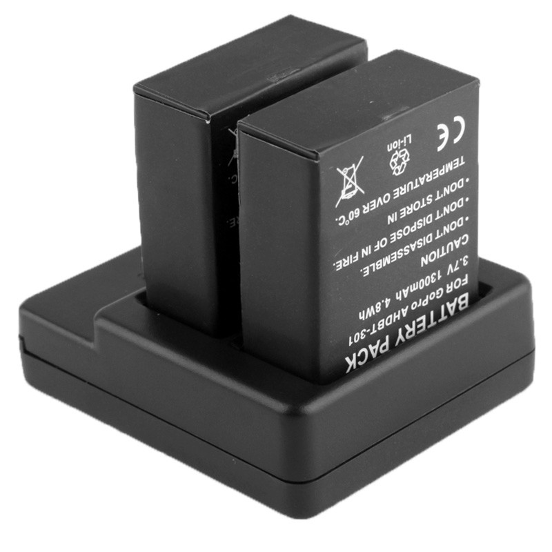 Chargeur de batterie pour GoPro Hero 3+ / 3 (AHDBT-301, AHDBT-302